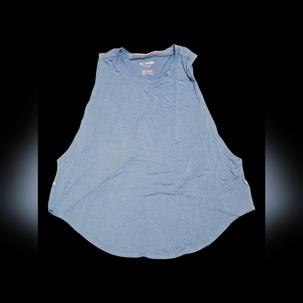 NWT Fourlaps 4 Laps curve activewear Tank Light Blue scoop side Sz SM